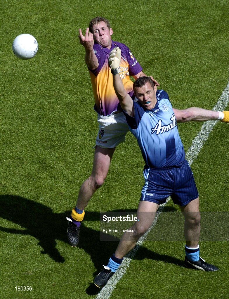 19 June 2005; Ciaran Whelan, Dublin, in action against Nicky Lambert, Wexford. Bank of Ireland Leinster Senior Football Championship Semi-Final, Dublin v Wexford, Croke Park, Dublin. Picture credit; Brian Lawless / SPORTSFILE
