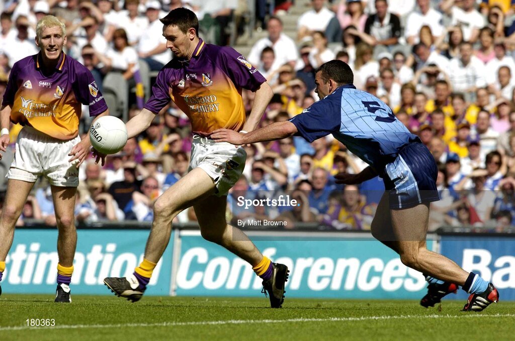 19 June 2005; John Hudson, Wexford, in action against Paul Casey, Dublin. Bank of Ireland Leinster Senior Football Championship Semi-Final, Dublin v Wexford, Croke Park, Dublin. Picture credit; Matt Browne / SPORTSFILE