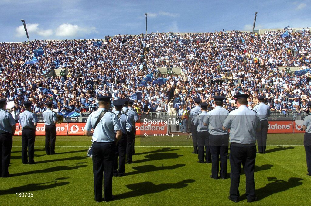 19 June 2005; The Garda band play for the Dublin supporters on Hill 16. Bank of Ireland Leinster Senior Football Championship Semi-Final, Dublin v Wexford, Croke Park, Dublin. Picture credit; Damien Eagers / SPORTSFILE