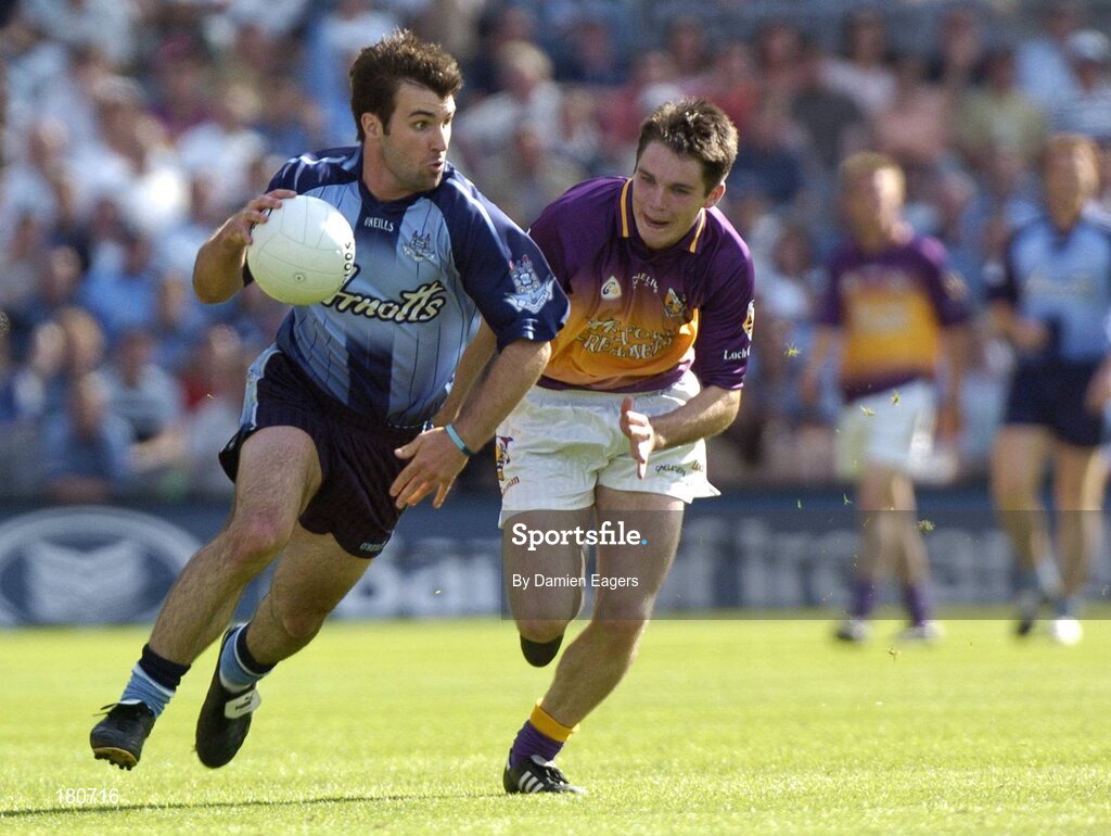 19 June 2005; Bryan Cullen, Dublin, in action against Paraic Curtis, Wexford. Bank of Ireland Leinster Senior Football Championship Semi-Final, Dublin v Wexford, Croke Park, Dublin. Picture credit; Damien Eagers / SPORTSFILE