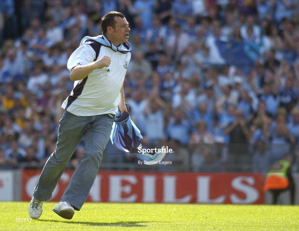19 June 2005; A Dublin supporter runs onto the pitch after Jason Sherlock had scored a goal. Bank of Ireland Leinster Senior Football Championship Semi-Final, Dublin v Wexford, Croke Park, Dublin. Picture credit; Damien Eagers / SPORTSFILE