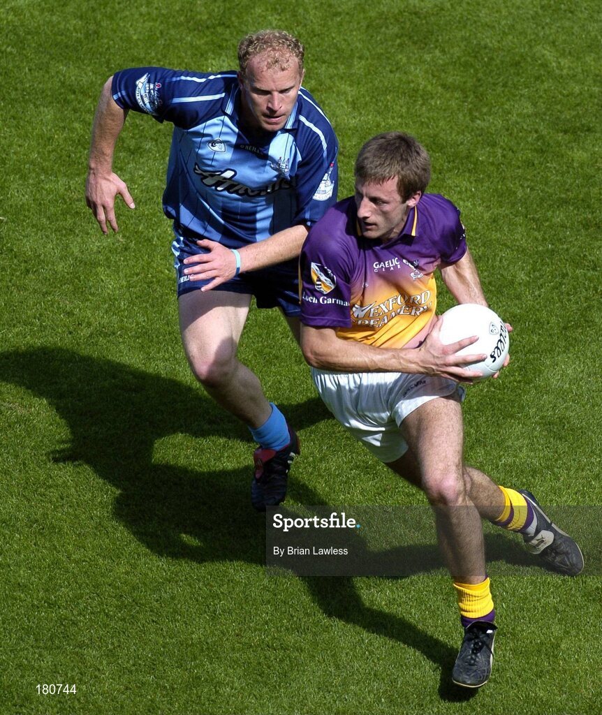 19 June 2005; David Fogarty, Wexford, in action against Shane Ryan, Dublin. Bank of Ireland Leinster Senior Football Championship Semi-Final, Dublin v Wexford, Croke Park, Dublin. Picture credit; Brian Lawless / SPORTSFILE