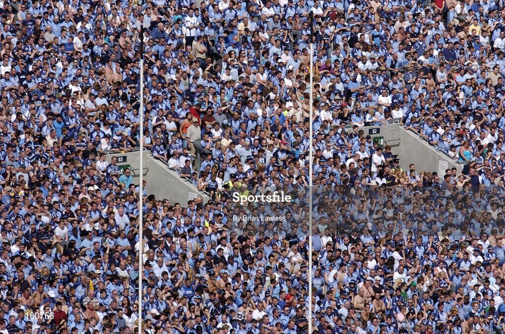 19 June 2005; Dublin fans on Hill 16. Bank of Ireland Leinster Senior Football Championship Semi-Final, Dublin v Wexford, Croke Park, Dublin. Picture credit; Brian Lawless / SPORTSFILE
