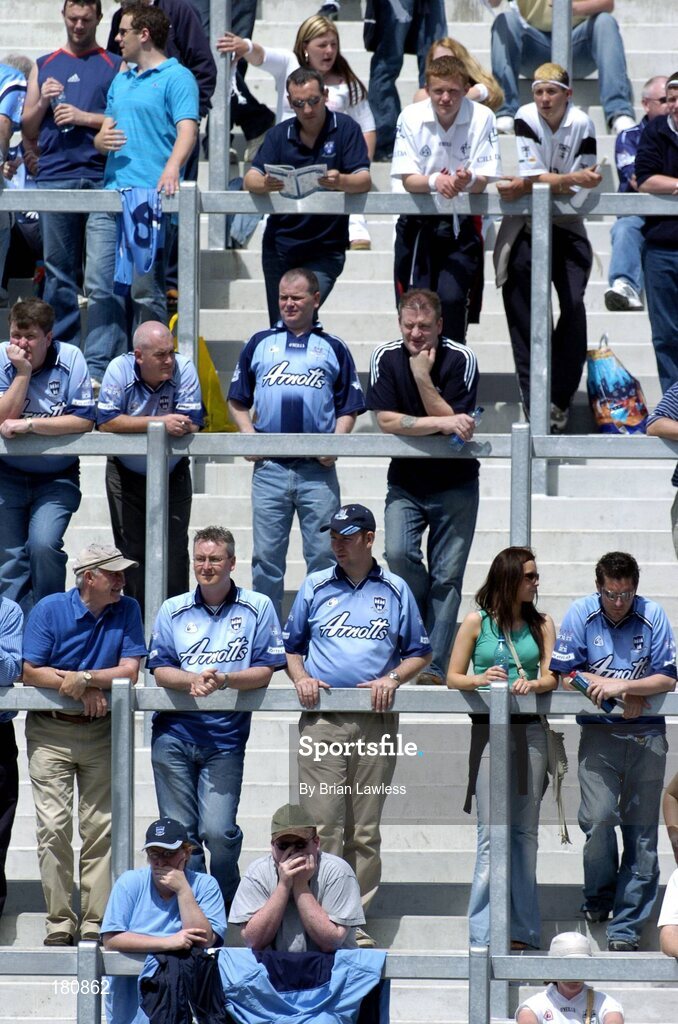 19 June 2005; Dublin fans await the start of the match. Bank of Ireland Leinster Senior Football Championship Semi-Final, Dublin v Wexford, Croke Park, Dublin. Picture credit; Brian Lawless / SPORTSFILE