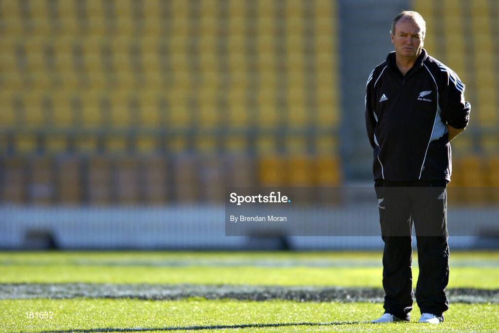 1 July 2005; New Zealand coach Graham Henry watches his players during training. New Zealand Captain's Run, Westpac Stadium, Wellington, New Zealand. Picture credit; Brendan Moran / SPORTSFILE