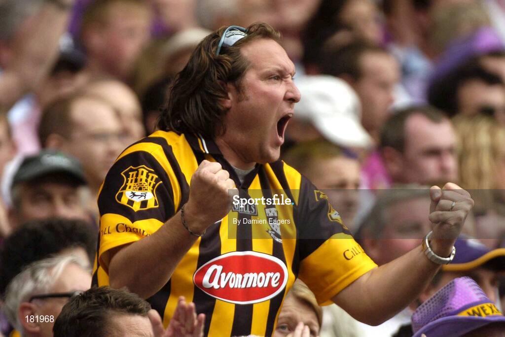 3 July 2005; Kilkenny supporter Vincent Byrne cheers on his team. Guinness Leinster Senior Hurling Championship Final, Kilkenny v Wexford, Croke Park, Dublin. Picture credit; Damien Eagers / SPORTSFILE