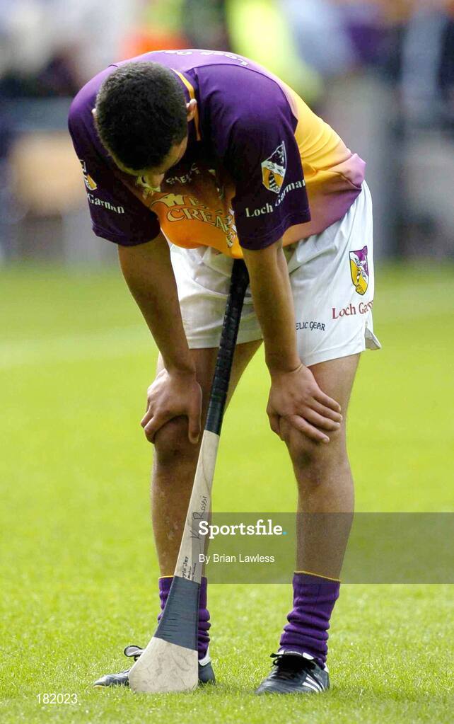 3 July 2005; Wexford's Keith Rossiter shows his dissapointment after defeat in the final. Guinness Leinster Senior Hurling Championship Final, Kilkenny v Wexford, Croke Park, Dublin. Picture credit; Brian Lawless / SPORTSFILE