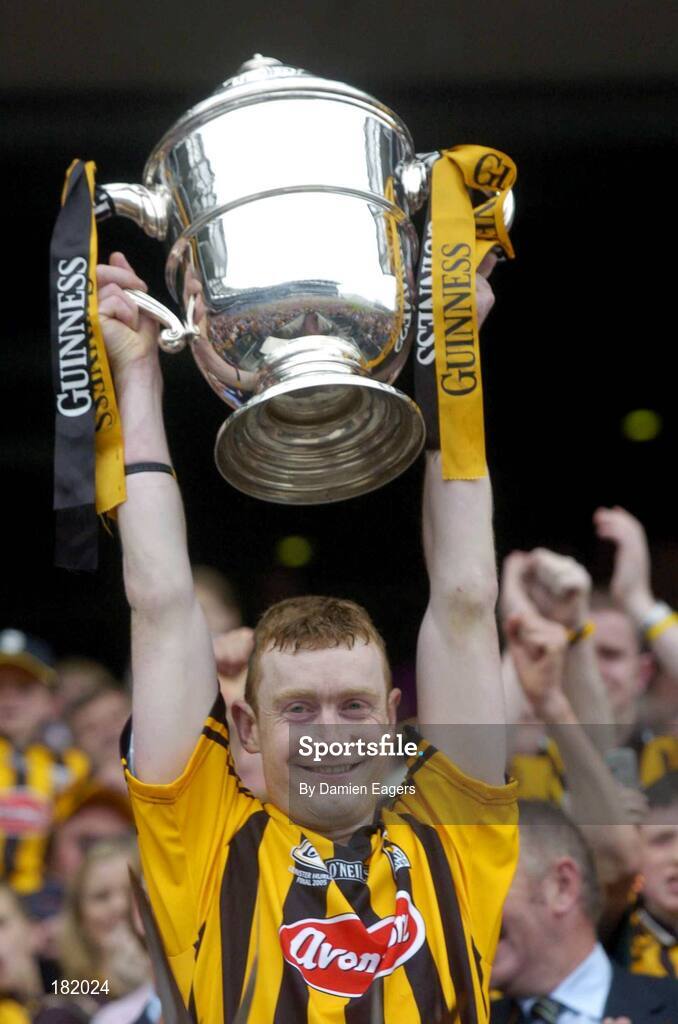3 July 2005; Peter Barry, Kilkenny captain lifts the Bob O'Keeffe cup. Guinness Leinster Senior Hurling Championship Final, Kilkenny v Wexford, Croke Park, Dublin. Picture credit; Damien Eagers / SPORTSFILE