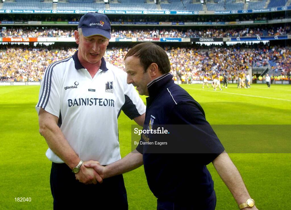 3 July 2005; Brian Cody, Kilkenny manager, shakes hands with Wexford manager, Seamus Murphy, at the end of the match. Guinness Leinster Senior Hurling Championship Final, Kilkenny v Wexford, Croke Park, Dublin. Picture credit; Damien Eagers / SPORTSFILE