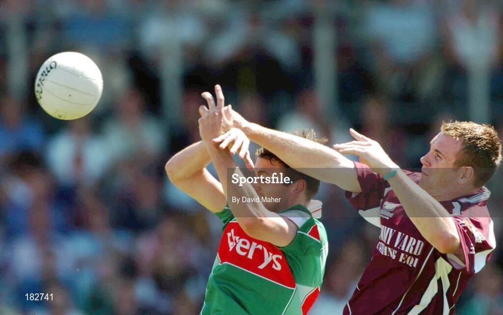 10 July 2005; Barry Cullinane, Galway, in action against Ronan McGarrity, Mayo. Bank of Ireland Connacht Senior Football Championship Final, Galway v Mayo, Pearse Stadium, Galway. Picture credit; David Maher / SPORTSFILE