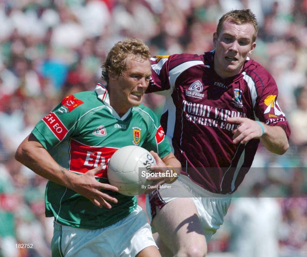 10 July 2005; Ciaran McDonald, Mayo, in action against Barry Cullinane, Galway. Bank of Ireland Connacht Senior Football Championship Final, Galway v Mayo, Pearse Stadium, Galway. Picture credit; David Maher / SPORTSFILE