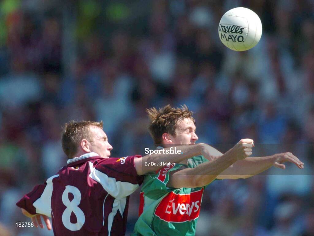 10 July 2005; Ronan McGarrity, Mayo, in action against Barry Cullinane, Galway. Bank of Ireland Connacht Senior Football Championship Final, Galway v Mayo, Pearse Stadium, Galway. Picture credit; David Maher / SPORTSFILE