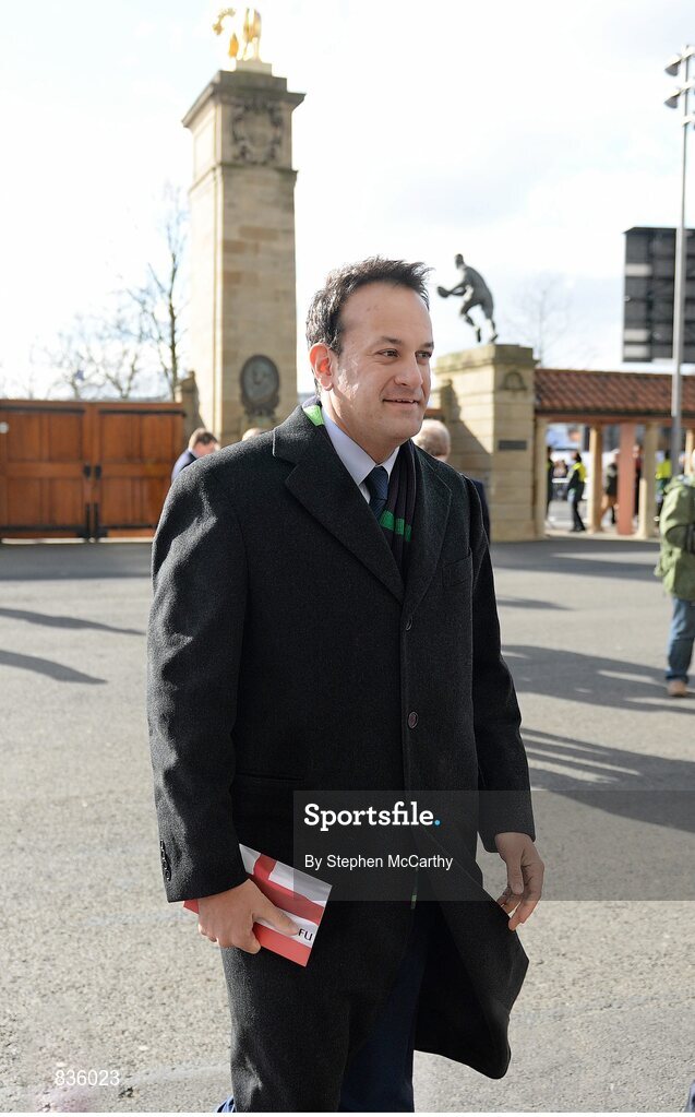 22 February 2014; Leo Varadkar TD, Minister for Transport, Tourism and Sport, arrives at the ground ahead of the game. RBS Six Nations Rugby Championship, England v Ireland, Twickenham Stadium, Twickenham, London, England.