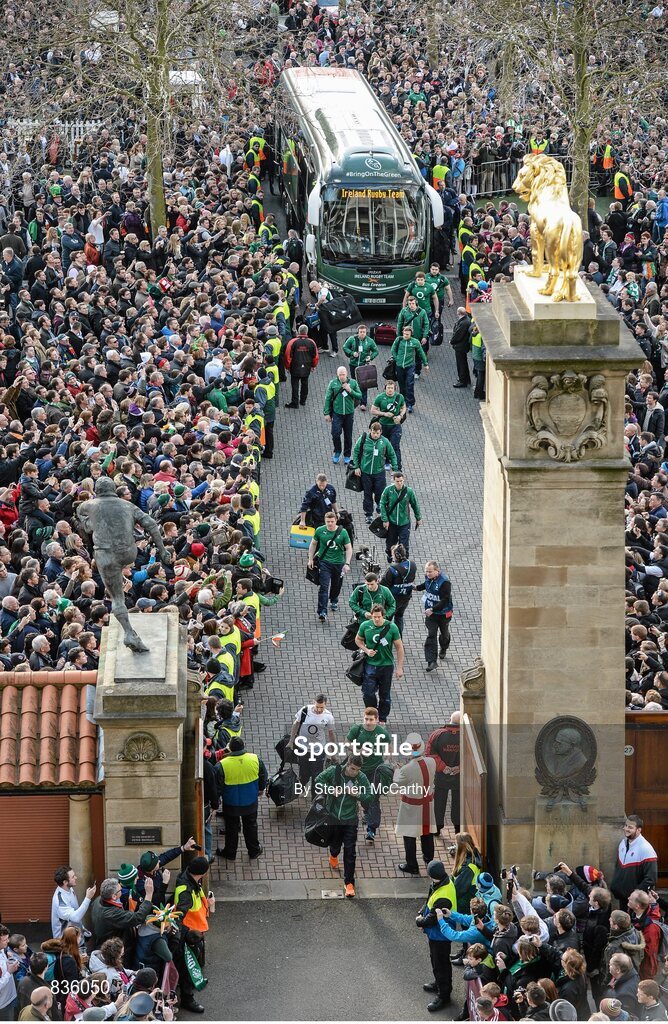 22 February 2014; Ireland players arrive ahead of the game. RBS Six Nations Rugby Championship, England v Ireland, Twickenham Stadium, Twickenham, London, England. Picture credit: Stephen McCarthy / SPORTSFILE