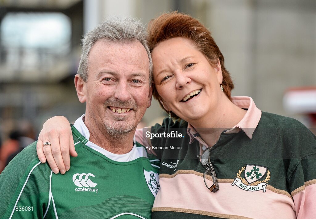 22 February 2014; Ireland supporters Ciaran Gallagher, from Drogheda, Co. Louth and Sara Coakley, from Sandycove, Dublin, at the game. RBS Six Nations Rugby Championship, England v Ireland. Twickenham Stadium, Twickenham, London, England. Picture credit: Brendan Moran / SPORTSFILE