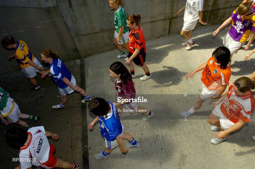 11 July 2005; Players from the varoius counties at the launch of the 2005 TG4 All-Ireland Ladies Football Championship. Croke Park, Dublin. Picture credit; Damien Eagers / SPORTSFILE