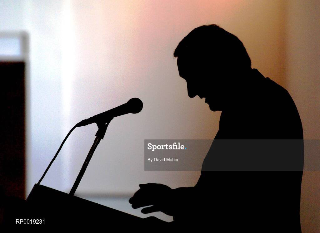 11 July 2005; An Taoiseach, Bertie Ahern TD, speaking at the launch of the 2005 TG4 All-Ireland Ladies Football Championship. Croke Park, Dublin. Picture credit; David Maher / SPORTSFILE