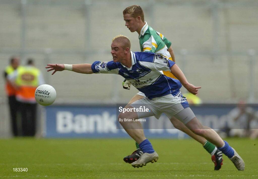 17 July 2005; Scott Conroy, Laois, in action against John Knight, Offaly. Leinster Minor Football Championship Final, Offaly v Laois, Croke Park, Dublin. Picture credit; Brian Lawless / SPORTSFILE