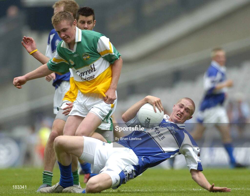 17 July 2005; Shane O'Neill, Laois, in action against Rory Connor, Offaly. Leinster Minor Football Championship Final, Offaly v Laois, Croke Park, Dublin. Picture credit; Brian Lawless / SPORTSFILE