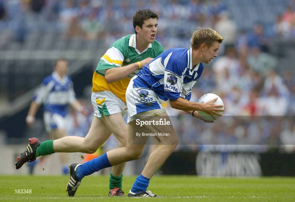 17 July 2005; Cathal Og Green, Laois, in action against Rory Connor, Offaly. Leinster Minor Football Championship Final, Offaly v Laois, Croke Park, Dublin. Picture credit; Brendan Moran / SPORTSFILE