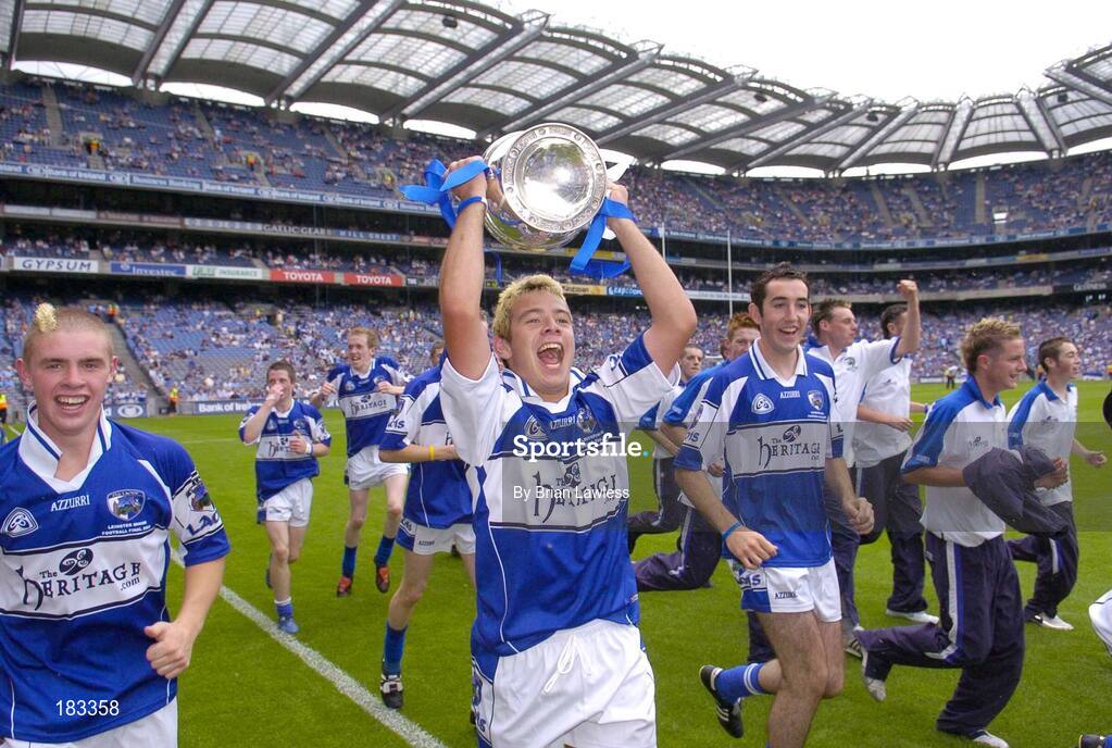 17 July 2005; Patrick Fleming, Laois, celebrates with the cup. Leinster Minor Football Championship Final, Offaly v Laois, Croke Park, Dublin. Picture credit; Brian Lawless / SPORTSFILE