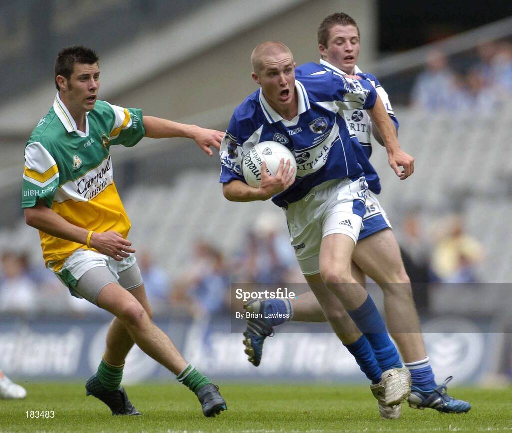 17 July 2005; Shane O'Neill, Laois, in action against Pauric Duffy, Offaly. Leinster Minor Football Championship Final, Offaly v Laois, Croke Park, Dublin. Picture credit; Brian Lawless / SPORTSFILE
