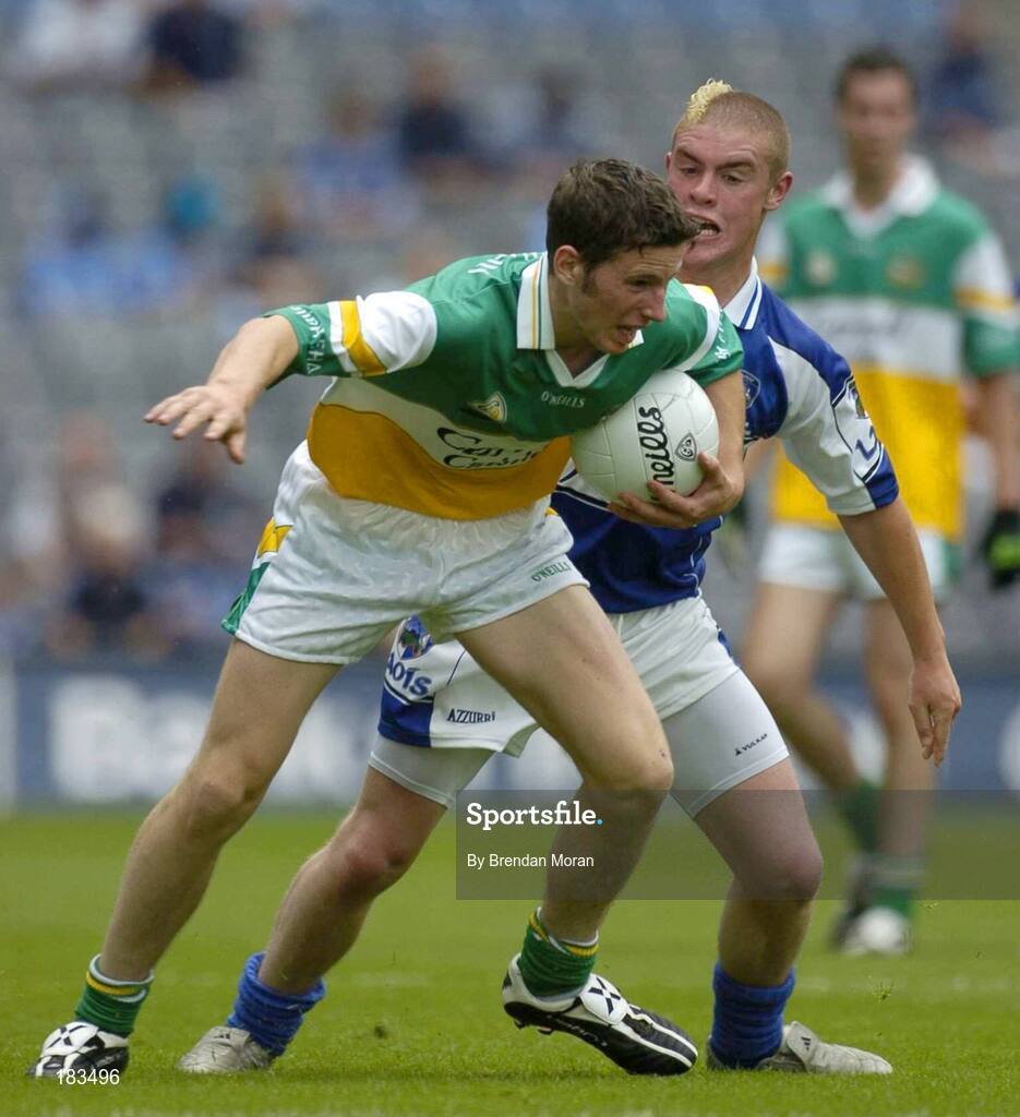 17 July 2005; David Larkin, Offaly, in action against Scott Conroy, Laois. Leinster Minor Football Championship Final, Offaly v Laois, Croke Park, Dublin. Picture credit; Brendan Moran / SPORTSFILE
