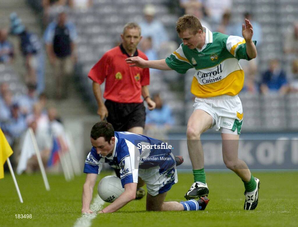 17 July 2005; Brian Meredith, Laois, in action against Rory Connor, Offaly. Leinster Minor Football Championship Final, Offaly v Laois, Croke Park, Dublin. Picture credit; Brendan Moran / SPORTSFILE