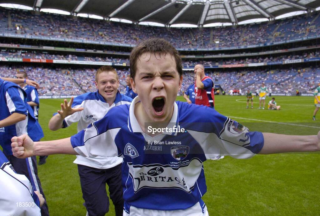 17 July 2005; Mark Delaney, Laois, celebrates after the match. Leinster Minor Football Championship Final, Offaly v Laois, Croke Park, Dublin. Picture credit; Brian Lawless / SPORTSFILE