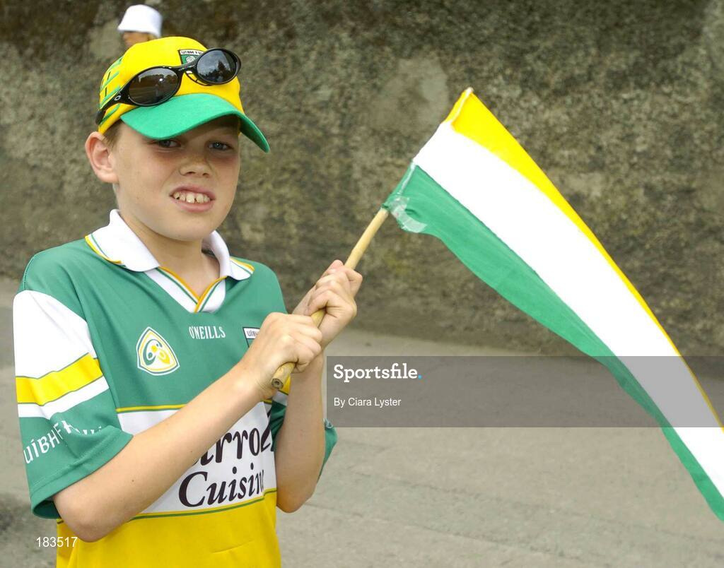 17 July 2005; Offaly supporter Keith Keogh, from Gracefield, makes his way to the ground. Leinster Minor Football Championship Final, Offaly v Laois, Croke Park, Dublin. Picture credit; Ciara Lyster / SPORTSFILE