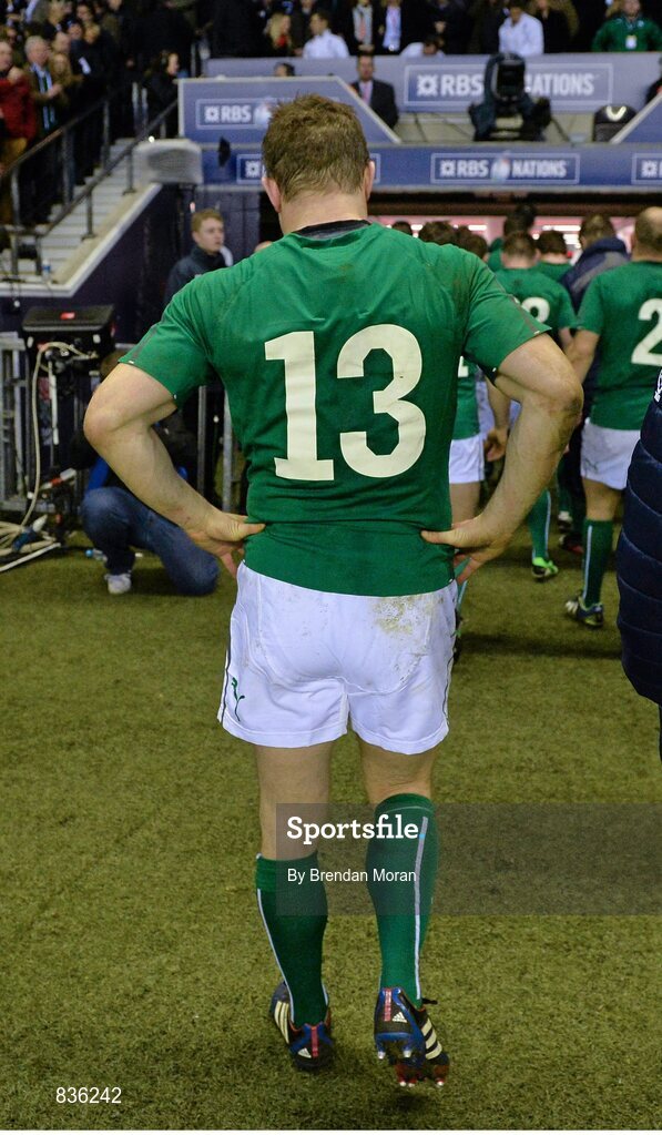 22 February 2014; Brian O'Driscoll, Ireland, leaves the pitch after defeat by England. RBS Six Nations Rugby Championship, England v Ireland. Twickenham Stadium, Twickenham, London, England. Picture credit: Brendan Moran / SPORTSFILE