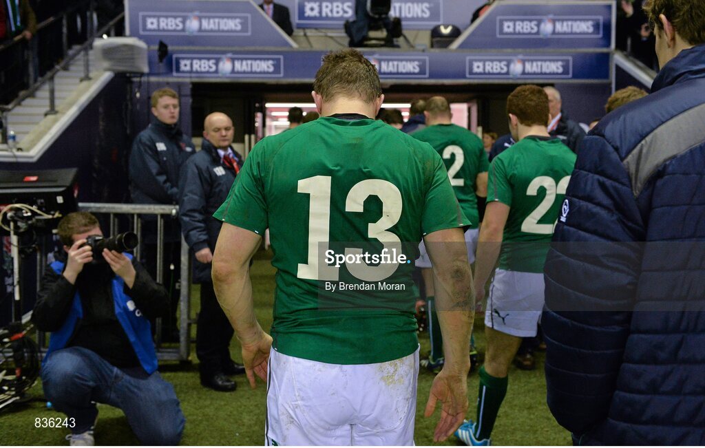 22 February 2014; Brian O'Driscoll, Ireland, leaves the pitch after defeat by England. RBS Six Nations Rugby Championship, England v Ireland. Twickenham Stadium, Twickenham, London, England. Picture credit: Brendan Moran / SPORTSFILE