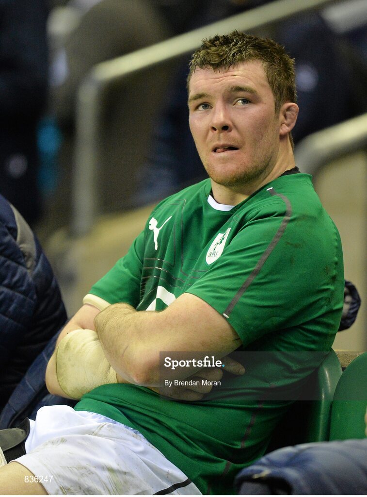 22 February 2014; Ireland's Peter O'Mahony reacts at the final whistle. RBS Six Nations Rugby Championship, England v Ireland. Twickenham Stadium, Twickenham, London, England. Picture credit: Brendan Moran / SPORTSFILE