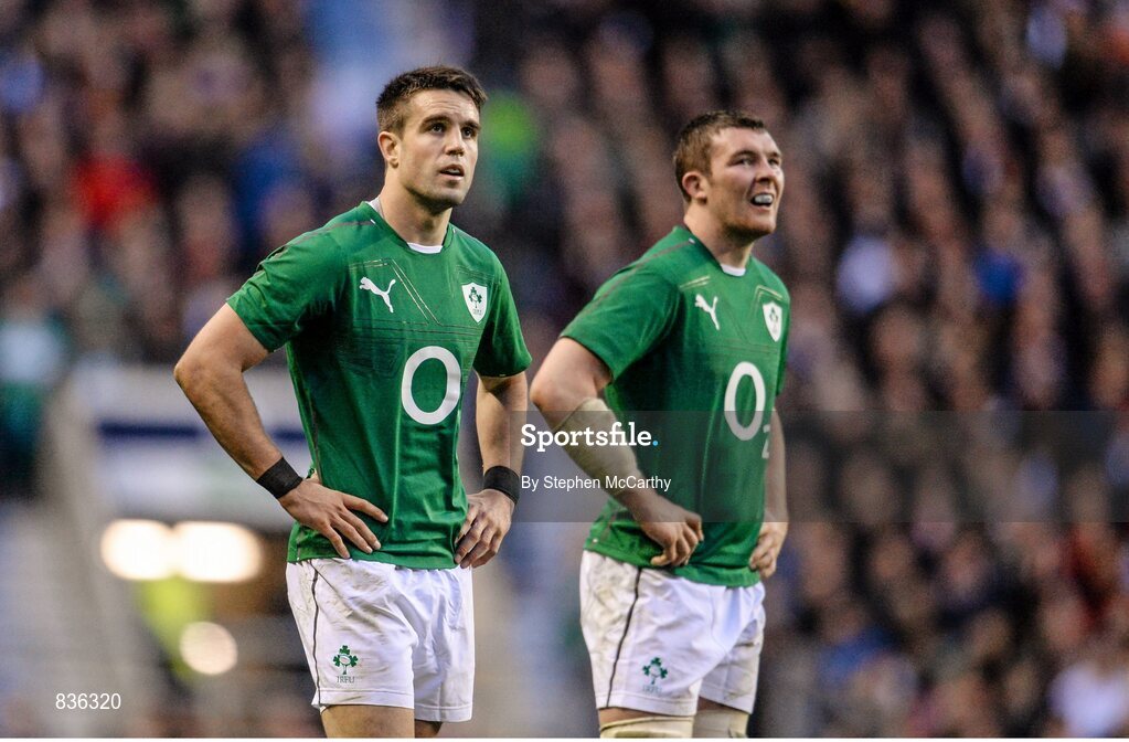 22 February 2014; Conor Murray, left, and Peter O'Mahony, Ireland. RBS Six Nations Rugby Championship, England v Ireland, Twickenham Stadium, Twickenham, London, England. Picture credit: Stephen McCarthy / SPORTSFILE
