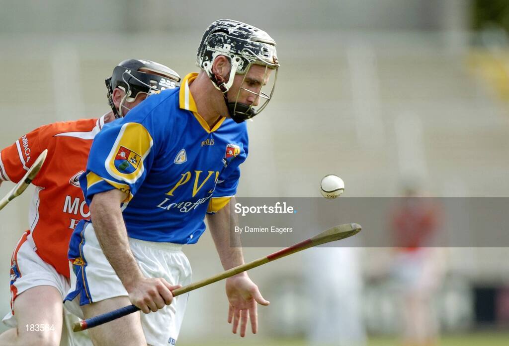 16 July 2005; Gareth Ghee, Longford, in action against Brian Mallon, Armagh. Nicky Rackard Cup, Group C Quarter-Final Play Off, Longford v Armagh, Kingspan Breffni Park, Cavan. Picture credit; Damien Eagers / SPORTSFILE