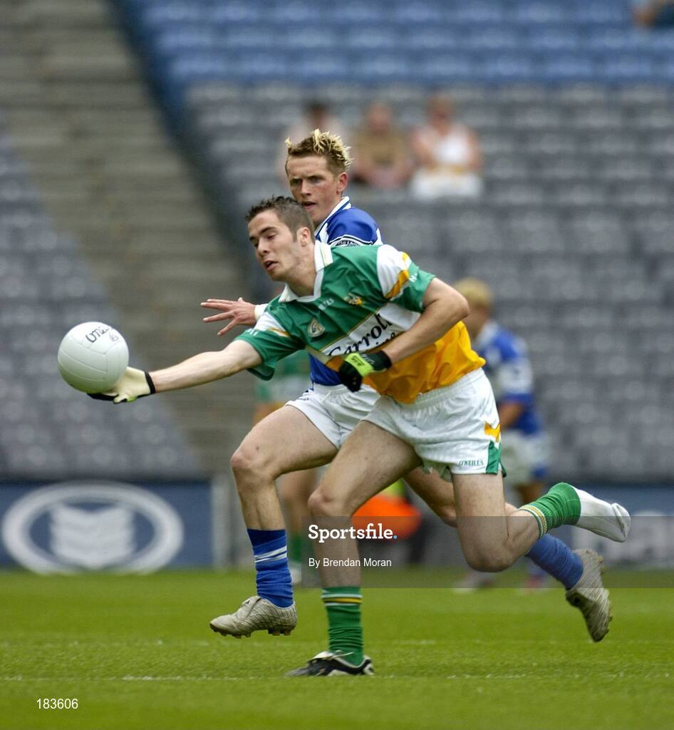 17 July 2005; James Gorman, Offaly, in action against Richard Ryan, Laois. Leinster Minor Football Championship Final, Offaly v Laois, Croke Park, Dublin. Picture credit; Brendan Moran / SPORTSFILE