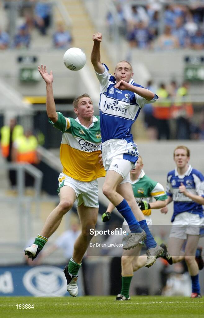 17 July 2005; Shane O'Neill, Laois, in action against Conor Mahon, Offaly. Leinster Minor Football Championship Final, Offaly v Laois, Croke Park, Dublin. Picture credit; Brian Lawless / SPORTSFILE