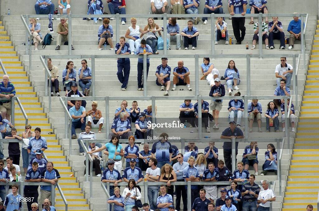 17 July 2005; Dublin fans take their place on Hill 16 during the minor match. Leinster Minor Football Championship Final, Offaly v Laois, Croke Park, Dublin. Picture credit; Brian Lawless / SPORTSFILE
