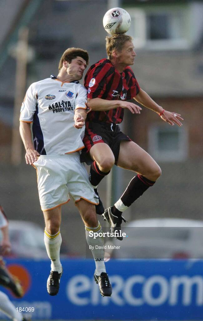 22 July 2005; Dominic Foley, Bohemians, in action against  Stuart Malcolm, Drogheda United. eircom League, Premier Division, Bohemians v Drogheda United, Dalymount Park, Dublin. Picture credit; David Maher / SPORTSFILE