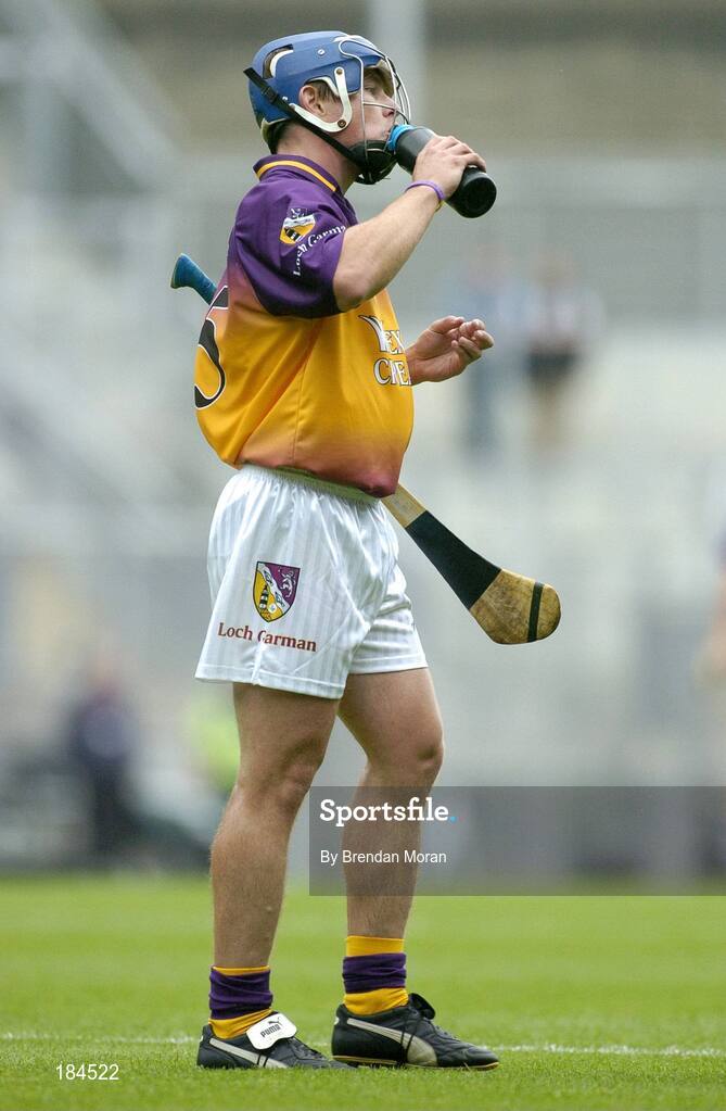 24 July 2005; Malachy Travers, Wexford, takes a drink during the game. Guinness All-Ireland Senior Hurling Championship Quarter-Final, Wexford v Clare, Croke Park, Dublin. Picture credit; Brendan Moran / SPORTSFILE