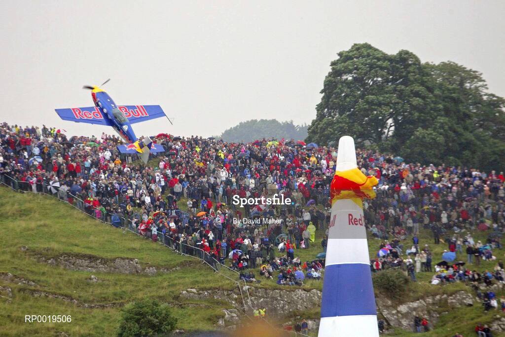 24 July 2005; Pilot Peter Besenyei, Hungary, in his Extra 330S aircraft, flies during the Red Bull Air Race. Cashel, Co. Tipperary. Picture credit;  SPORTSFILE