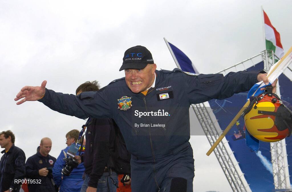 24 July 2005; Pilot Frank Versteegh, of the Netherlands, after the Red Bull Air Race. Cashel, Co. Tipperary. Picture credit; Brian Lawless / SPORTSFILE