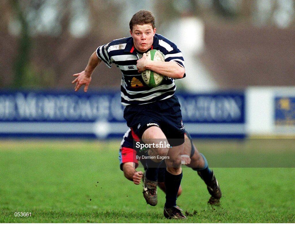 22 January 2000; Brian O'Driscoll, Blackrock College, in action against Mickey Rainey, Harlequins. AIB League Rugby, Division 2, Blackrock College v Belfast Harlequinns, Stradbrook, Dublin. Picture credit: Damien Eagers / SPORTSFILE