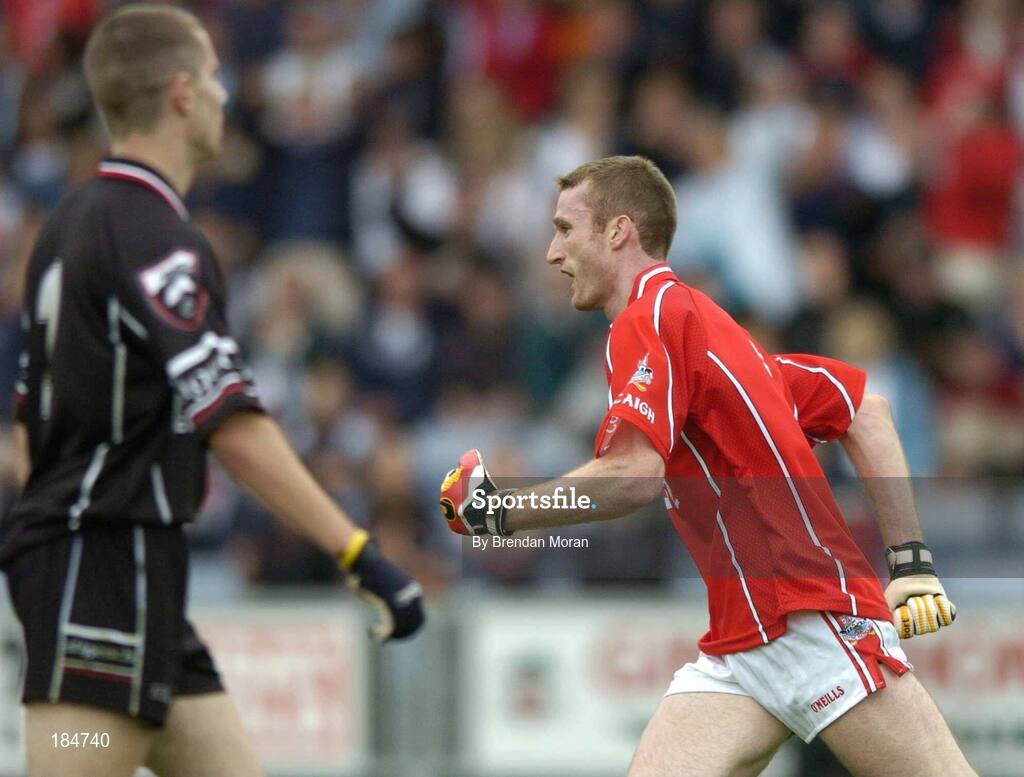 30 July 2005; Nicholas Murphy, Cork, celebrates scoring his sides first goal. Bank of Ireland Football Championship qualifiers, Round 4. Cork v Sligo, O'Moore Park, Portlaoise, Co. Laois. Picture credit; Brendan Moran / SPORTSFILE