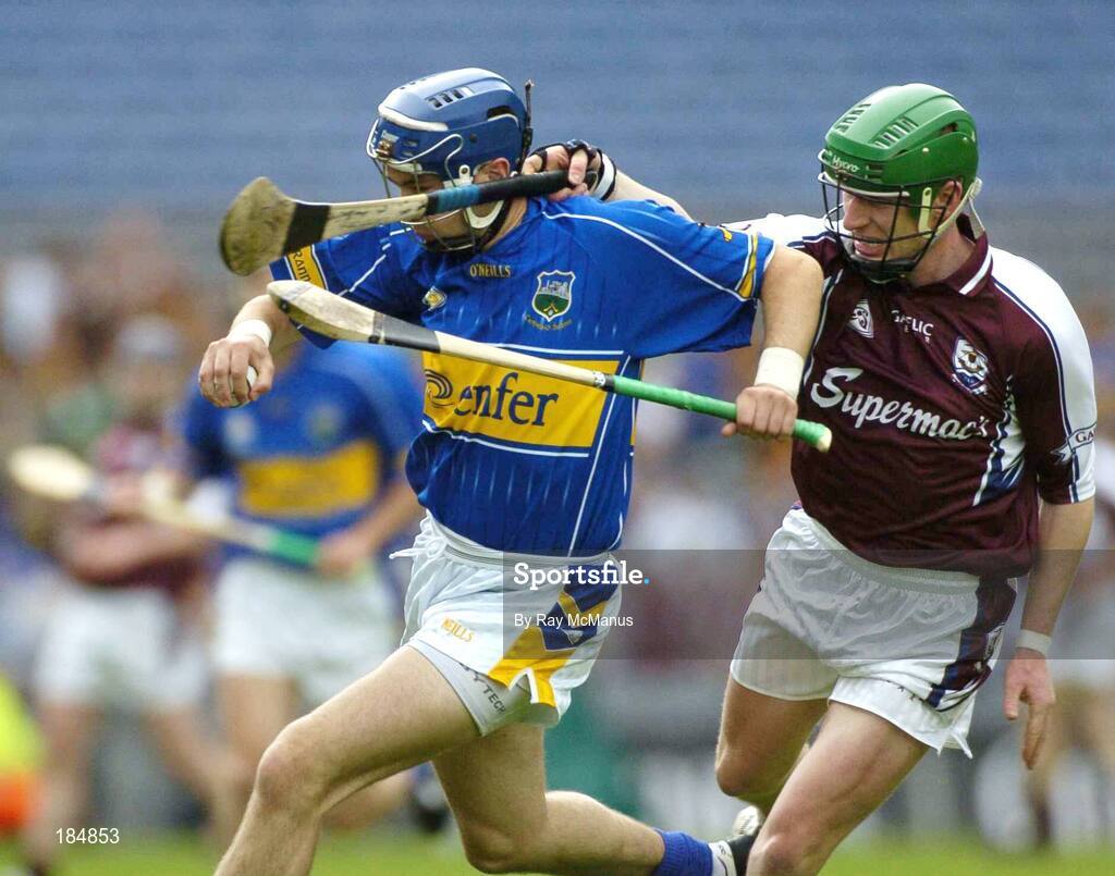 31 July 2005; Benny Dunne, Tipperary, is tackled by Ollie Canning, Galway. Guinness All-Ireland Senior Hurling Championship Quarter-Final, Galway v Tipperary, Croke Park, Dublin. Picture credit; Ray McManus / SPORTSFILE