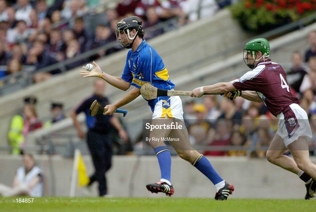 31 July 2005; Colin Morrissey, Tipperary, is tackled by Ollie Canning, Galway. Guinness All-Ireland Senior Hurling Championship Quarter-Final, Galway v Tipperary, Croke Park, Dublin. Picture credit; Ray McManus / SPORTSFILE