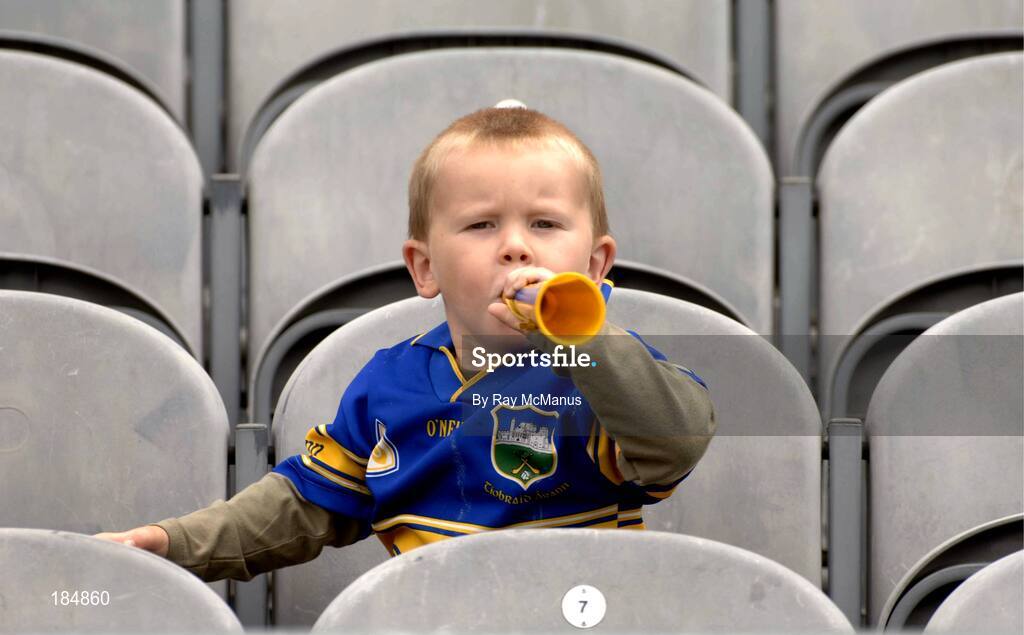 31 July 2005; Two and a half year old Natham Cummins, from Roscrea, Co. Tipperary, before the start of the game. Tipperary, Guinness All-Ireland Senior Hurling Championship Quarter-Final, Galway v Tipperary, Croke Park, Dublin. Picture credit; Ray McManus / SPORTSFILE