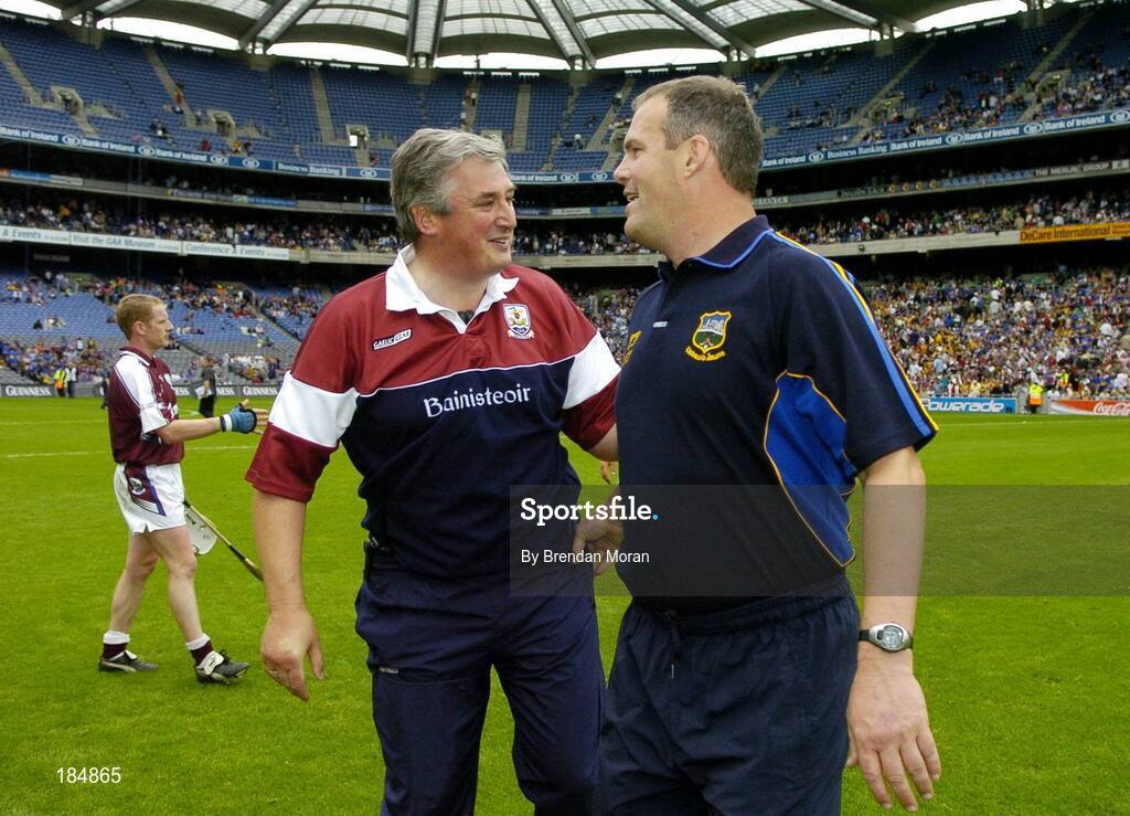 31 July 2005; Galway manager Conor Hayes with Tipperary manager Ken Hogan after the game. Guinness All-Ireland Hurling Championship, Quarter-Final, Galway v Tipperary, Croke Park, Dublin. Picture credit; Brendan Moran / SPORTSFILE