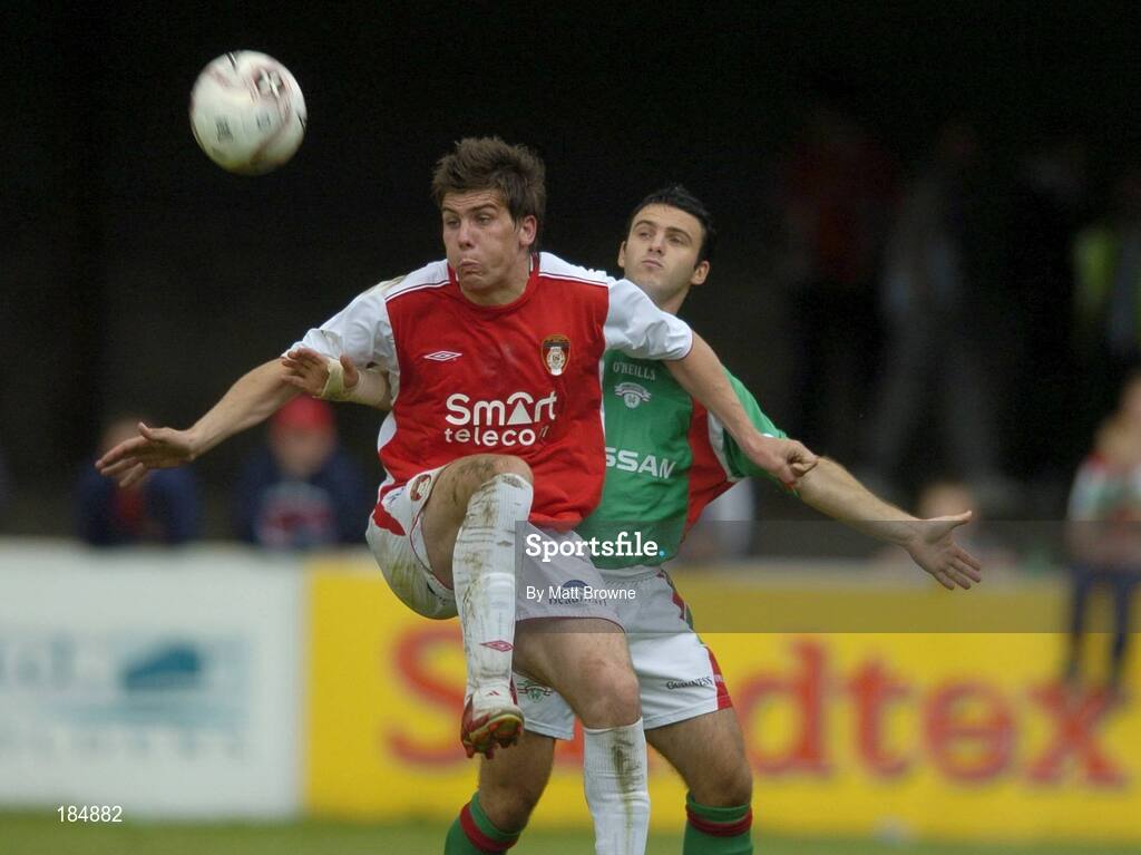31 July 2005; Robbie Doyle, St Patrick's Athletic, in action against Danny Murphy, Cork City. eircom League, Premier Division, St Patrick's Athletic v Cork City, Richmond Park, Dublin. Picture credit; Matt Browne / SPORTSFILE