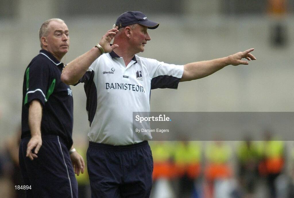 31 July 2005; Brian Cody, Kilkenny manager and Limerick manager, Joe McKenna, issue instructions to their teams. Guinness All-Ireland Hurling Championship, Quarter-Final, Kilkenny v Limerick, Croke Park, Dublin. Picture credit; Damien Eagers / SPORTSFILE